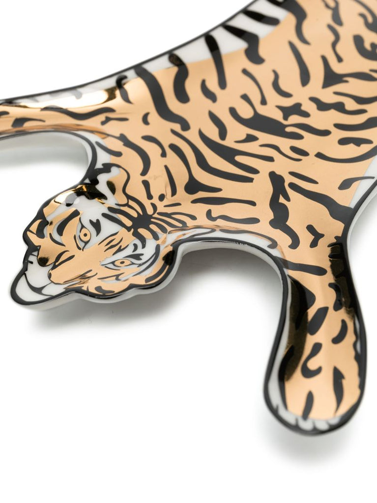 Gold-tone Tiger Porcelain Dish