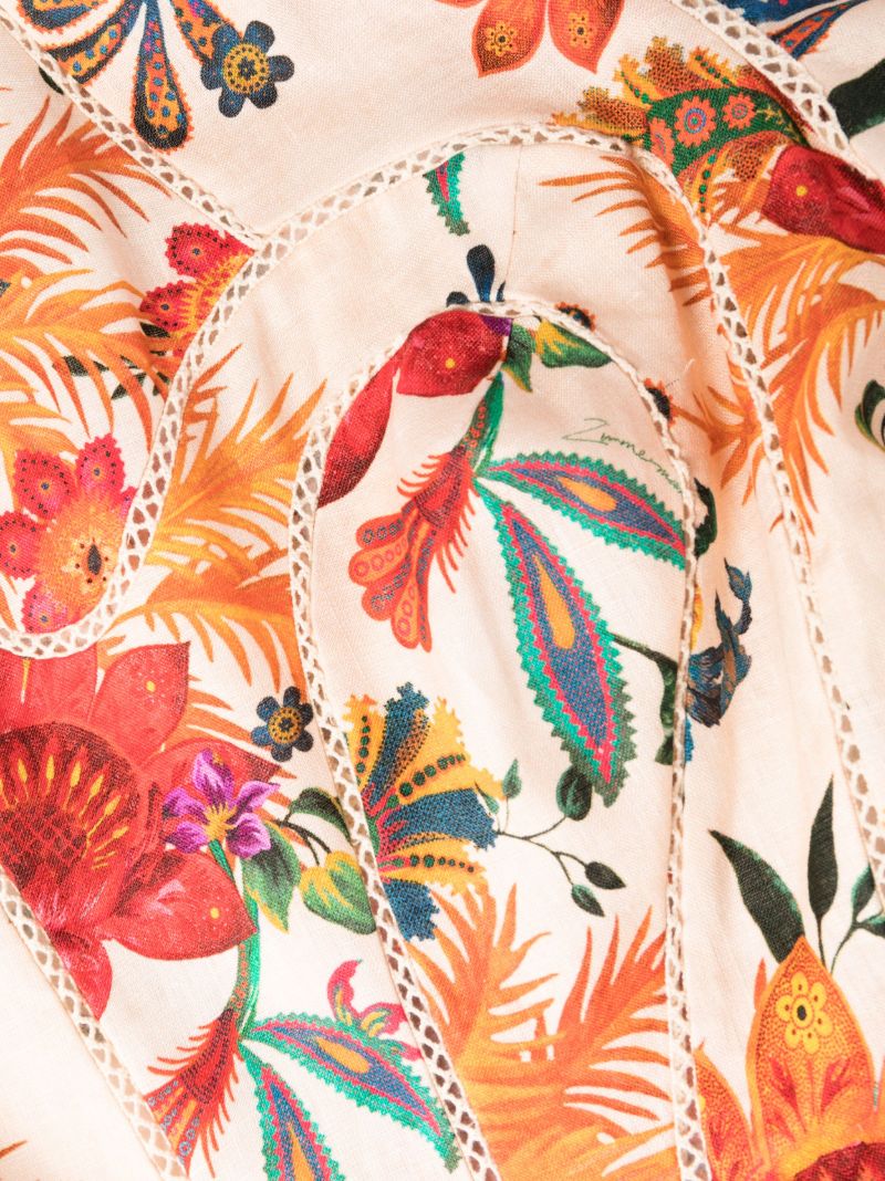 Neutral Ginger Floral Print Flared Mini Dress