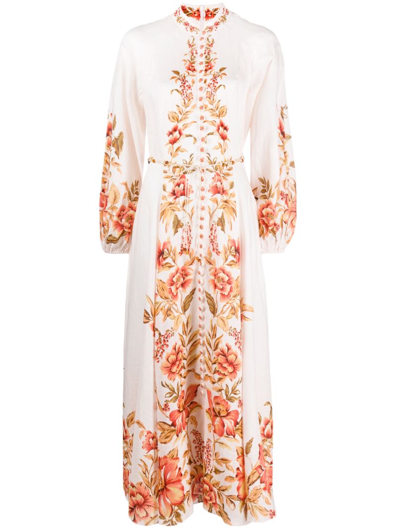 Pink Vacay Billow Floral Print Maxi Dress
