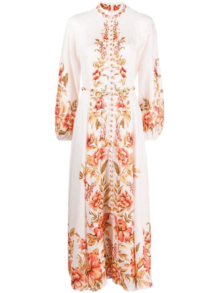 Pink Vacay Billow Floral Print Maxi Dress