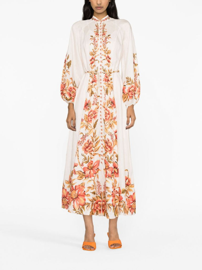 Pink Vacay Billow Floral Print Maxi Dress