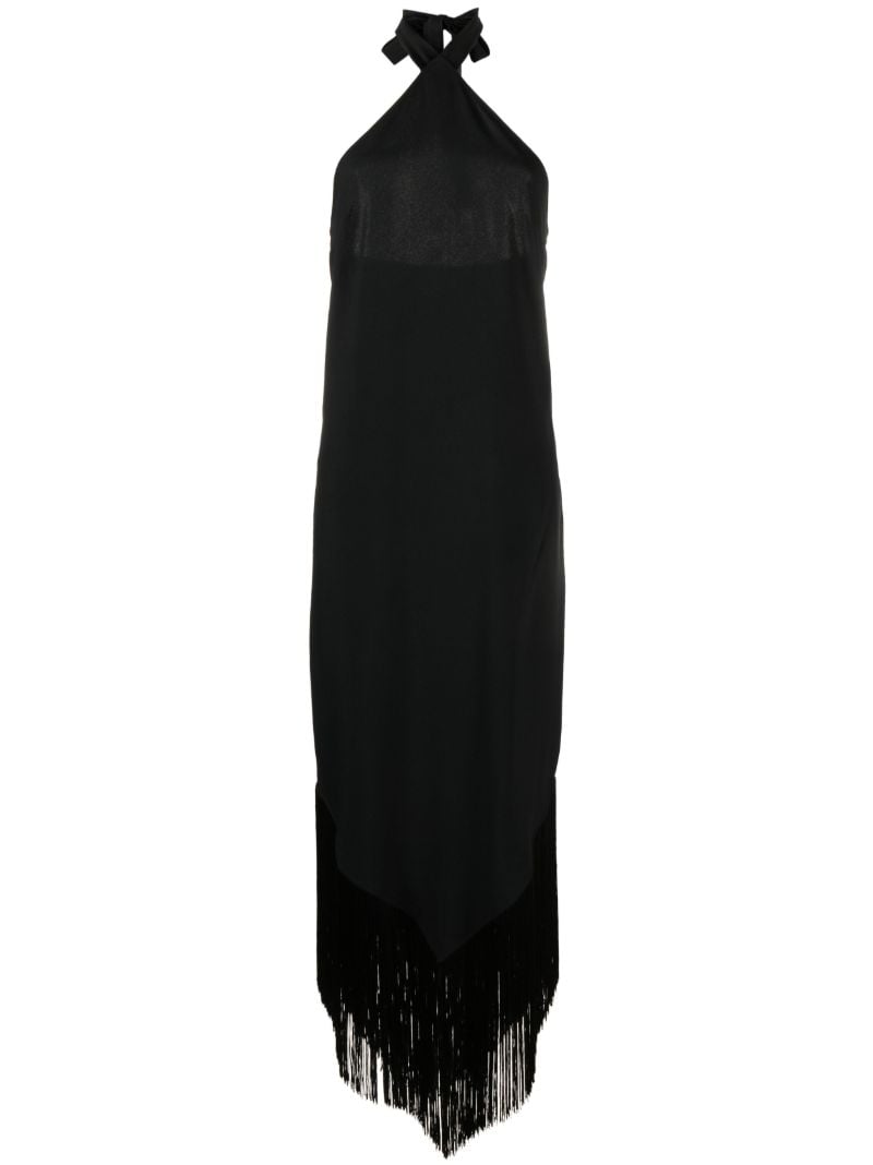 Black Nina Halterneck Frayed Dress