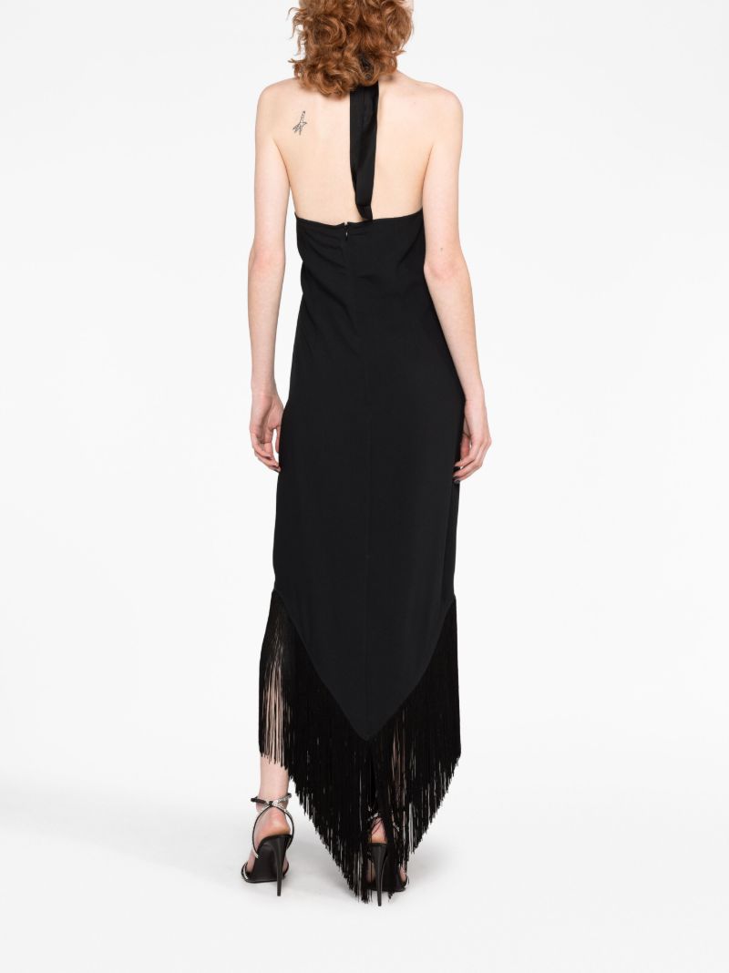 Black Nina Halterneck Frayed Dress