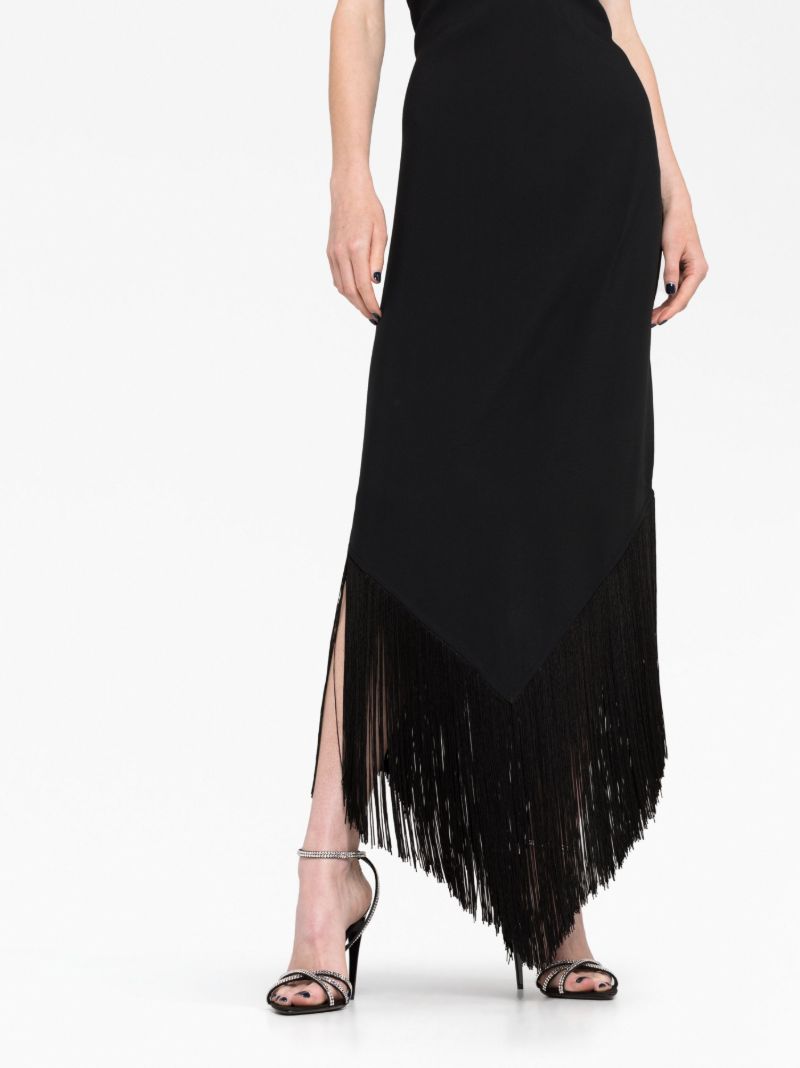 Black Nina Halterneck Frayed Dress