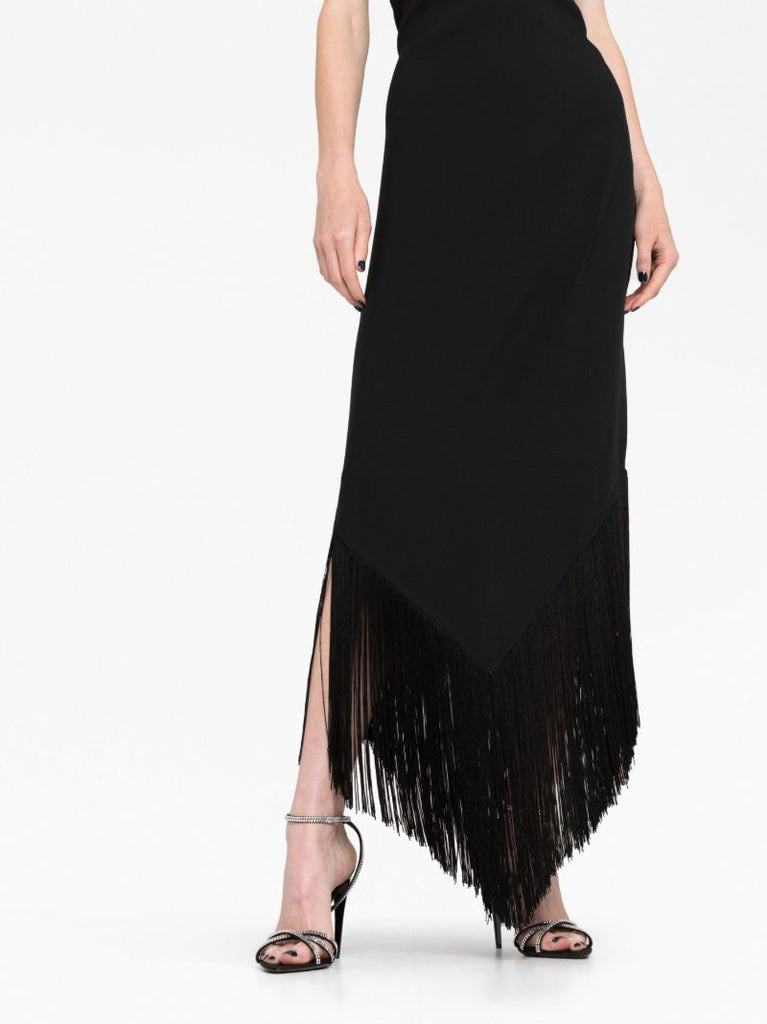 Black Nina Halterneck Frayed Dress