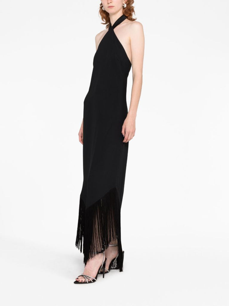 Black Nina Halterneck Frayed Dress