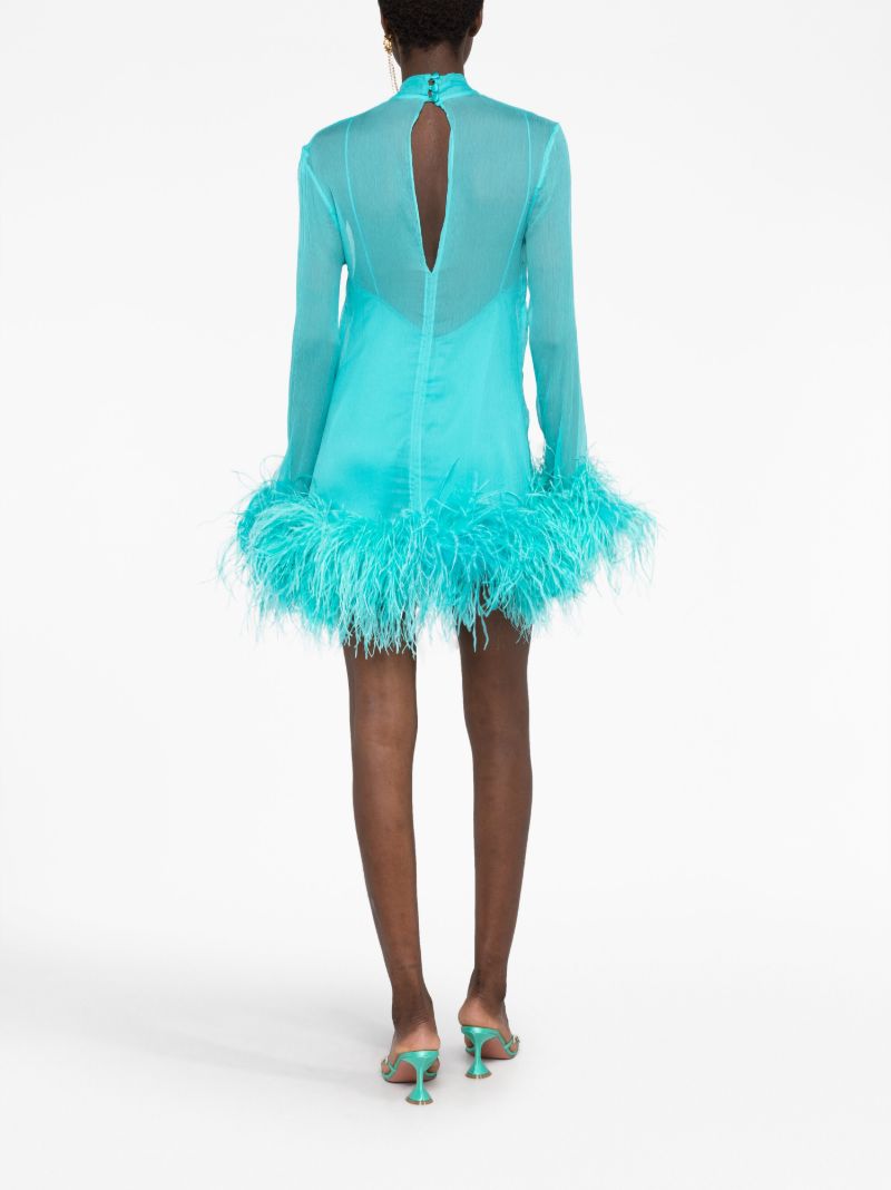 Blue Gina Feather Trim Mini Dress