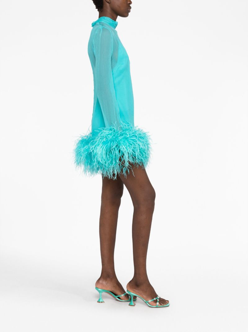 Blue Gina Feather Trim Mini Dress