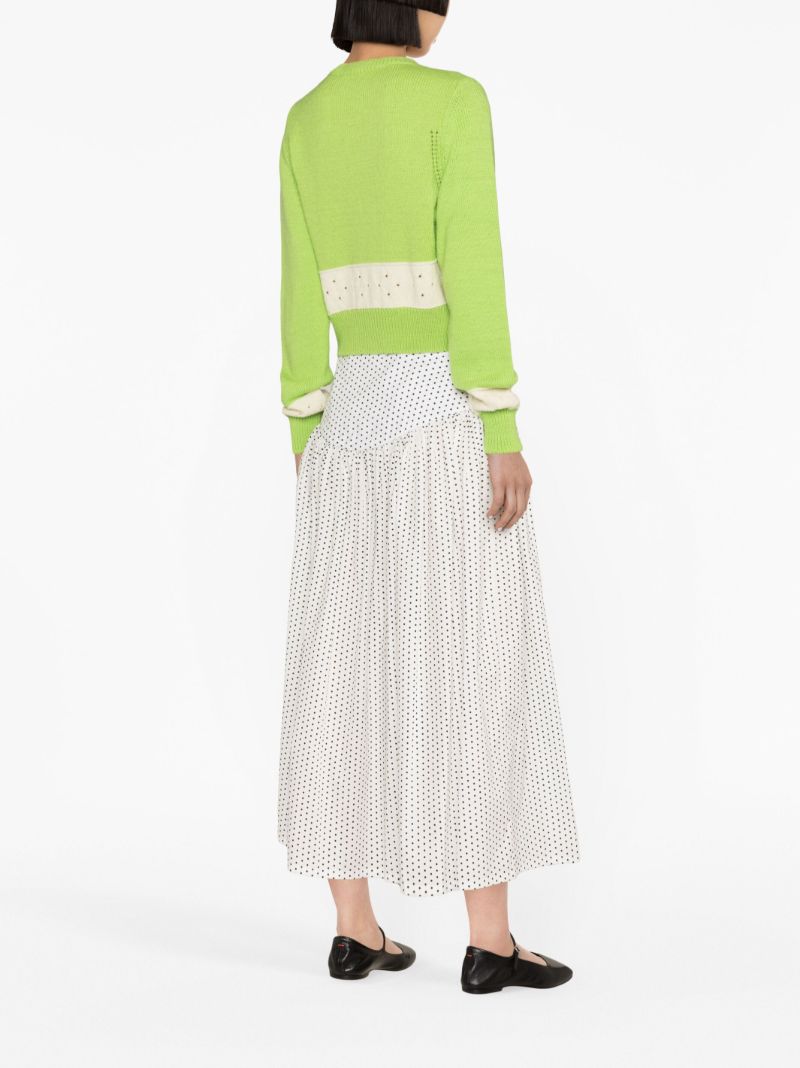 White Alessia Polka-dot Cotton Midi Skirt