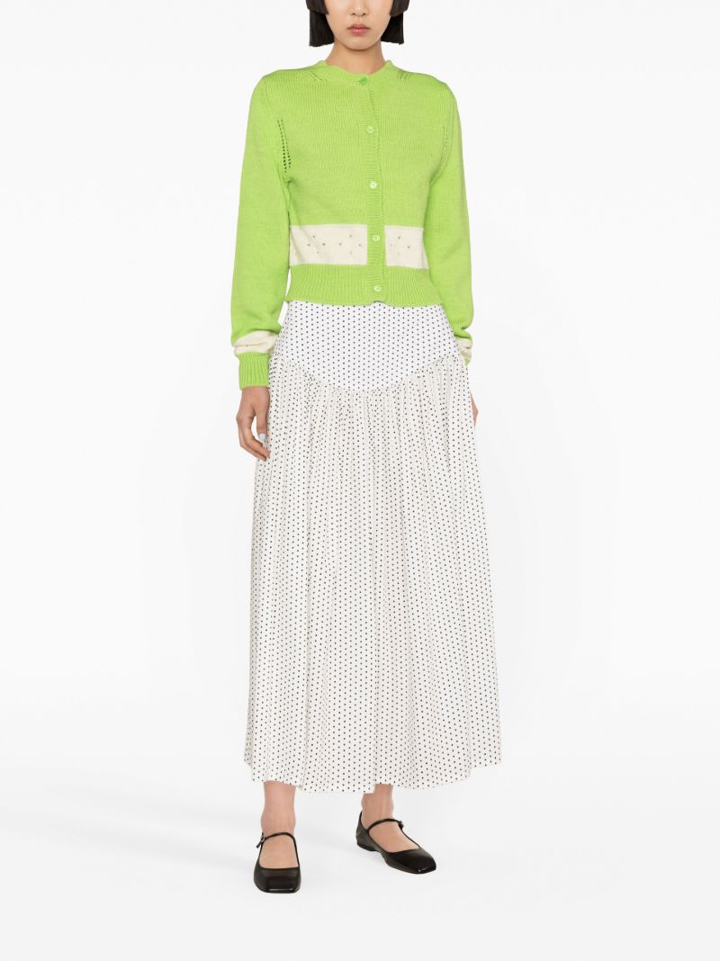 White Alessia Polka-dot Cotton Midi Skirt