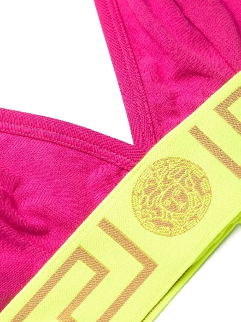 Pink Greca Print Triangle Cup Bra