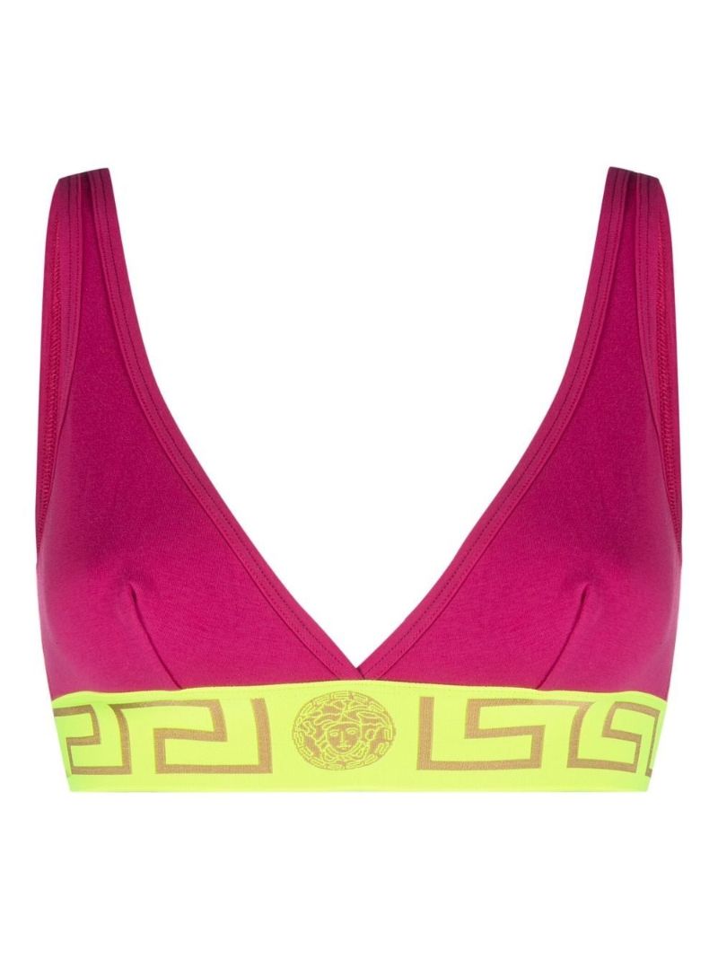 Pink Greca Print Triangle Cup Bra