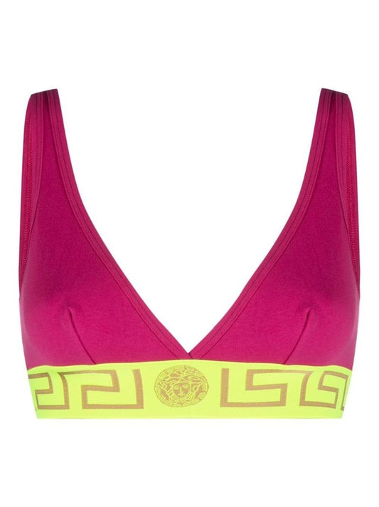Pink Greca Print Triangle Cup Bra