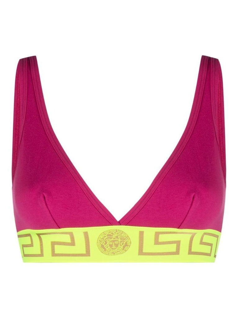 Pink Greca Print Triangle Cup Bra