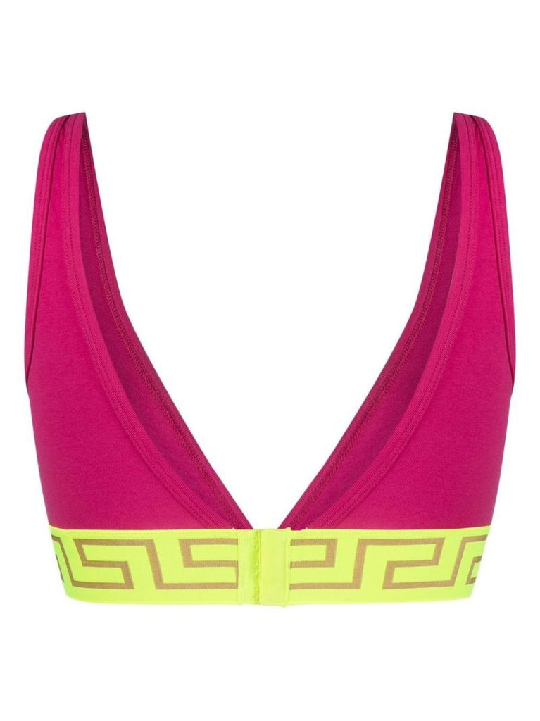 Pink Greca Print Triangle Cup Bra