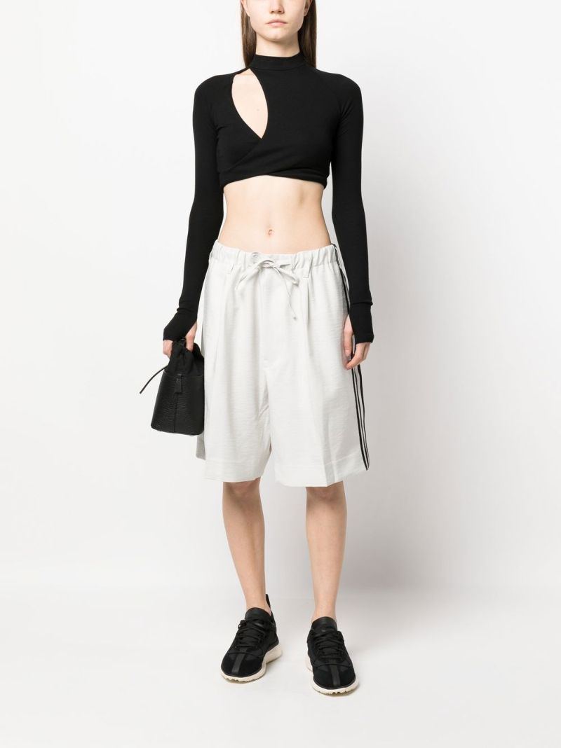 White Side-stripe Cotton Shorts