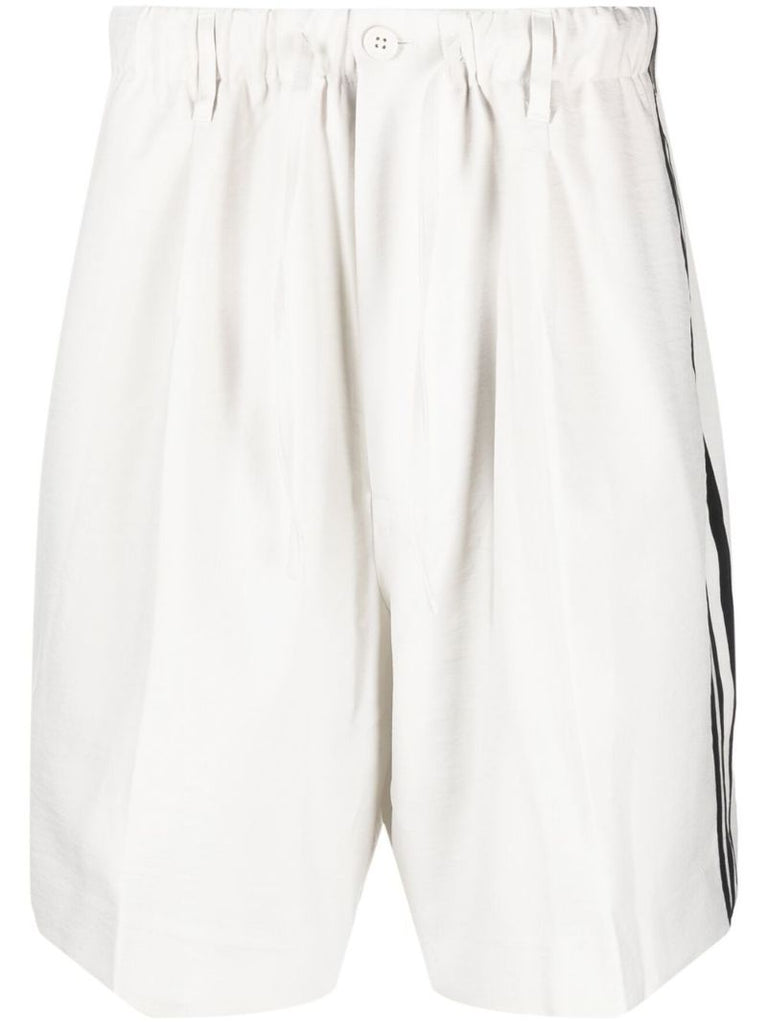 White Side-stripe Cotton Shorts