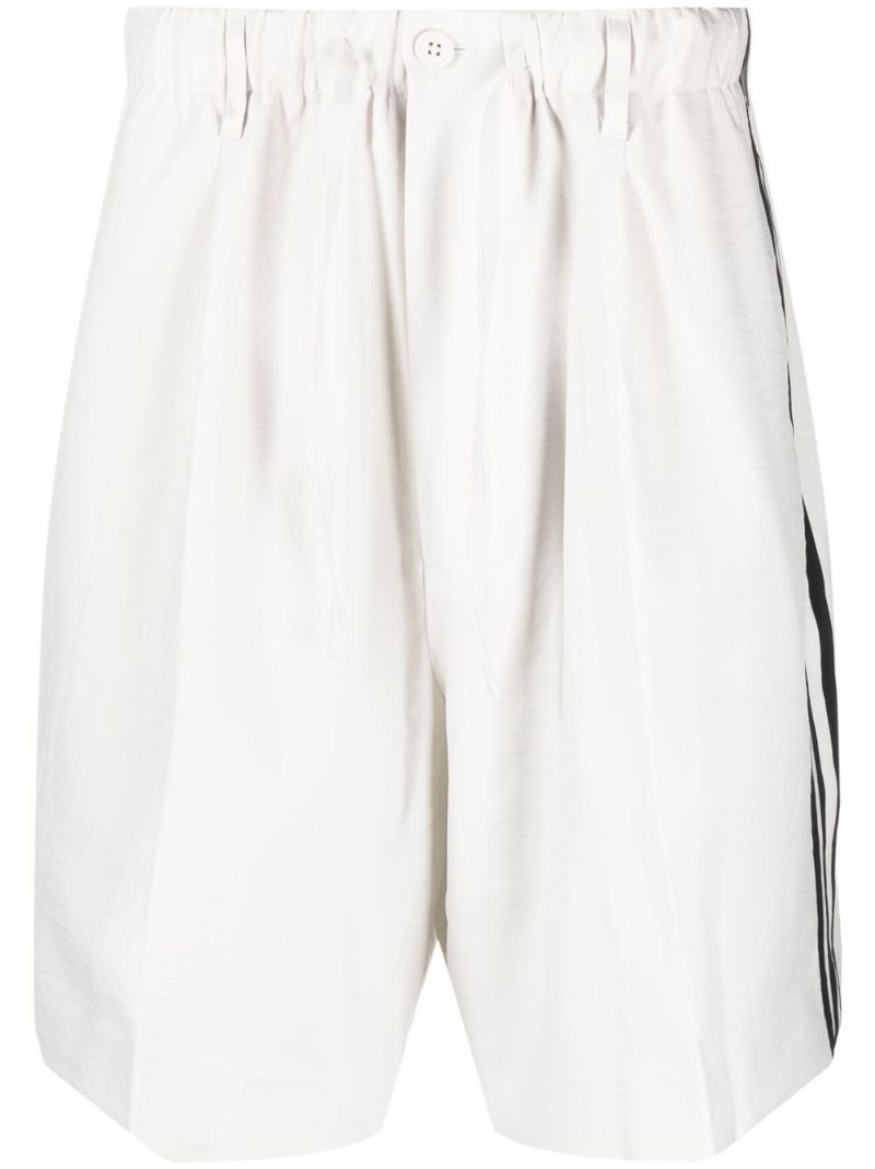 White Side-stripe Cotton Shorts