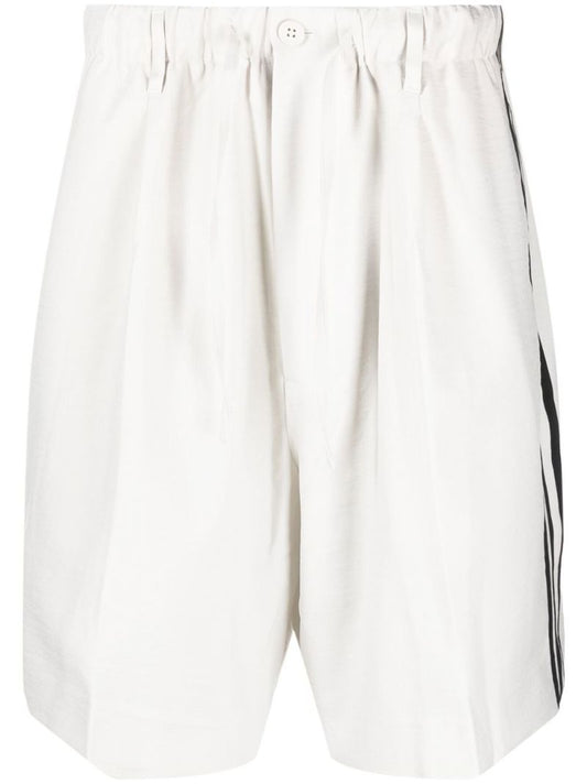 White Side-stripe Cotton Shorts