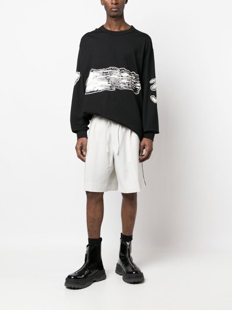 White Side-stripe Cotton Shorts