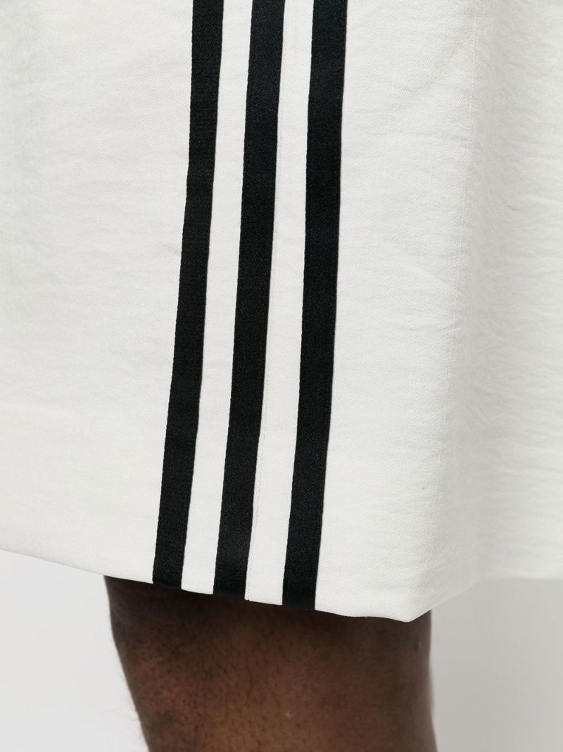 White Side-stripe Cotton Shorts
