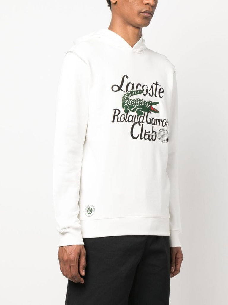 X Roland Garros White Embroidered Hoodie