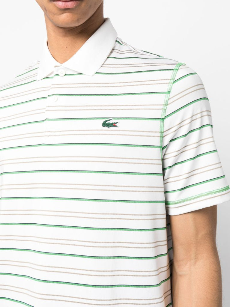 White Striped Logo Polo Shirt