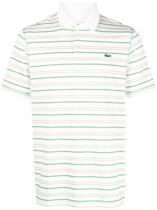 White Striped Logo Polo Shirt