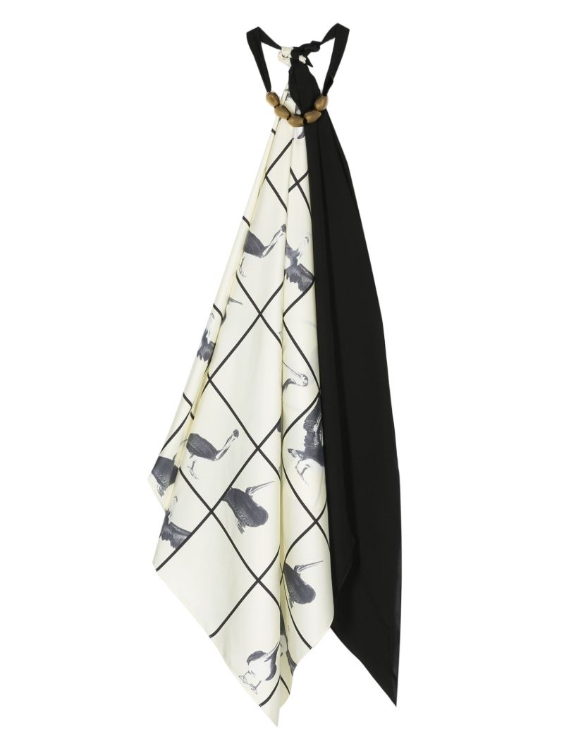 Black and White Printed Silk Scarf