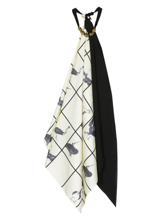 Black and White Printed Silk Scarf