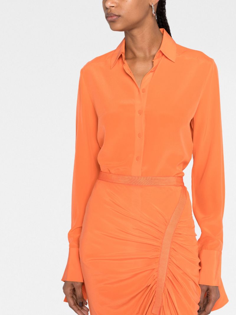 Orange Button-up Silk Shirt