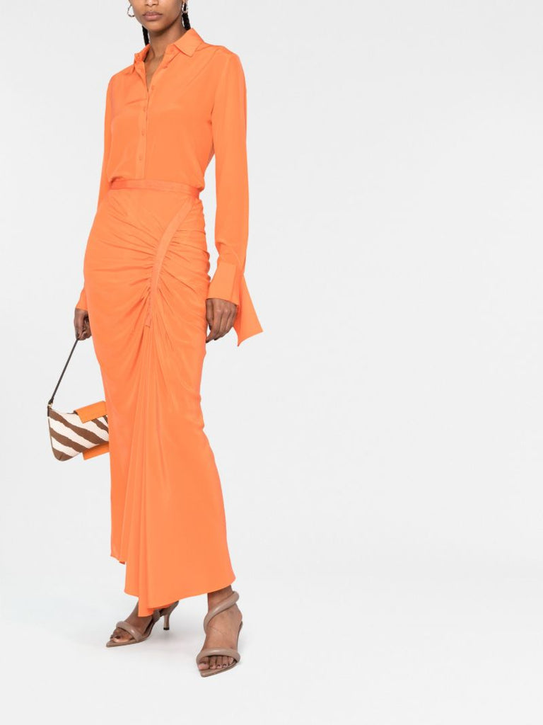 Orange Button-up Silk Shirt