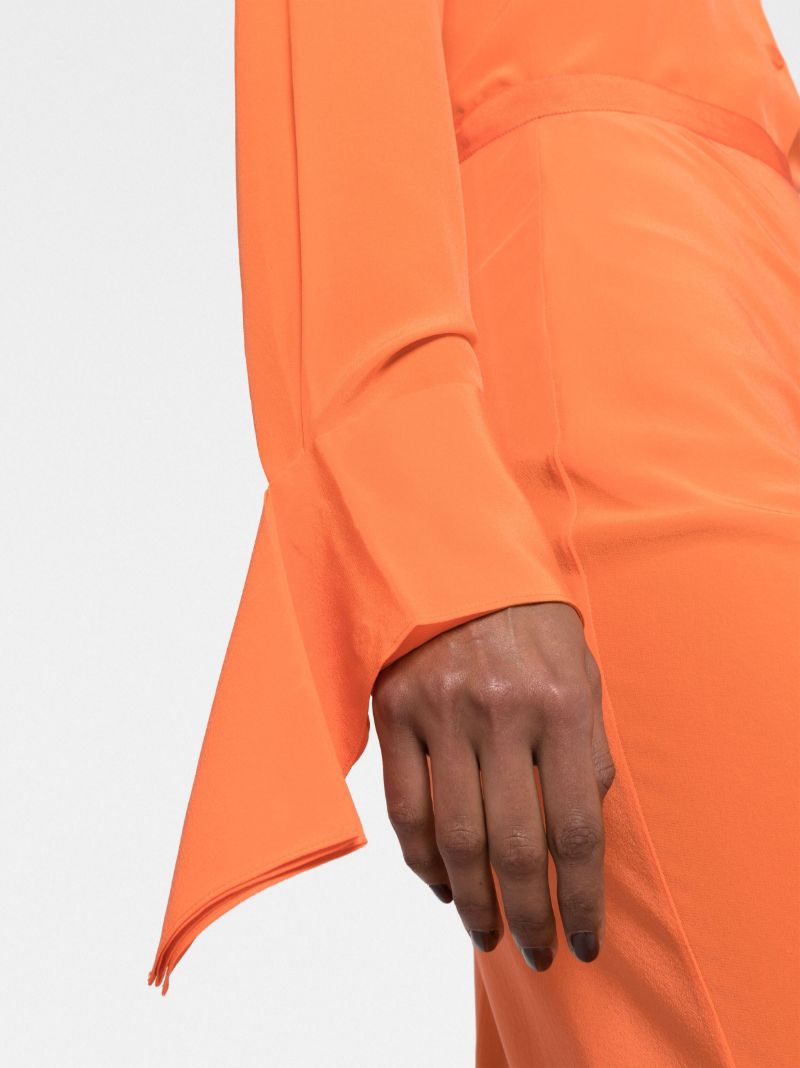Orange Button-up Silk Shirt