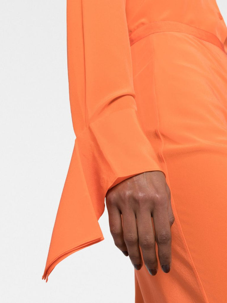 Orange Button-up Silk Shirt