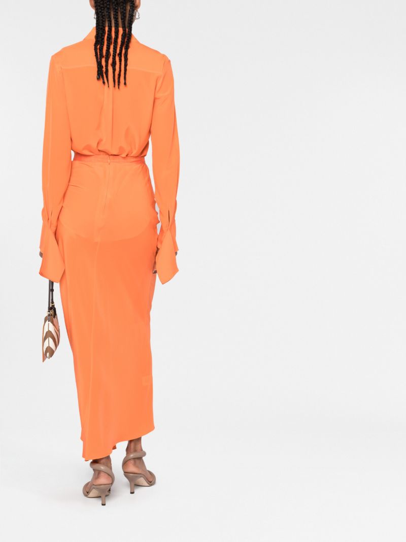 Orange Button-up Silk Shirt