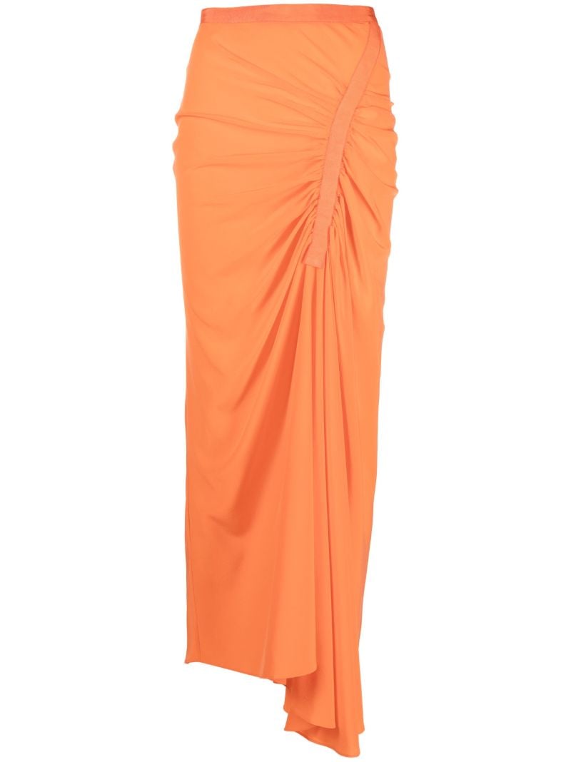 Orange Gathered Maxi Skirt