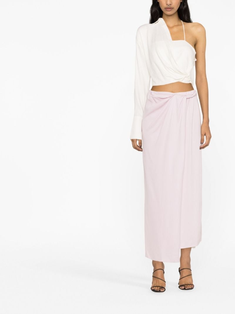 Pink Twist Wrapped Midi Skirt