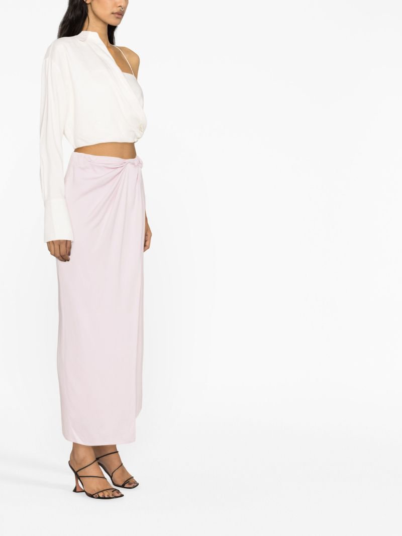 Pink Twist Wrapped Midi Skirt