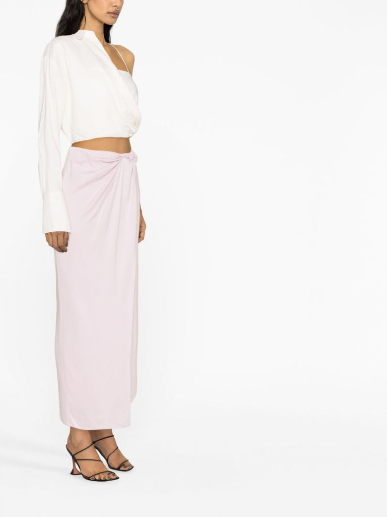Pink Twist Wrapped Midi Skirt