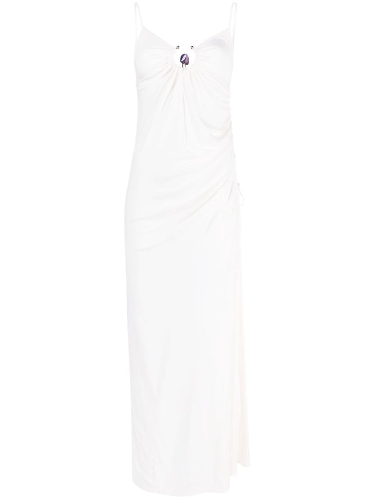 White Duality Orbit Ruched Midi Dress