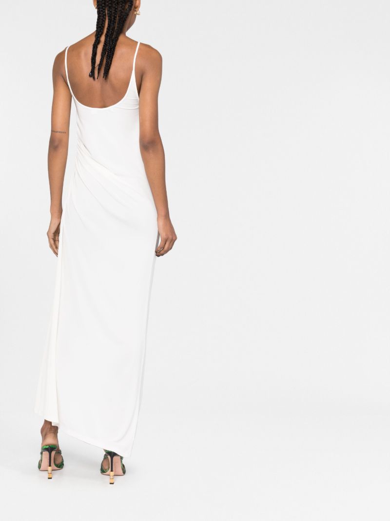 White Duality Orbit Ruched Midi Dress
