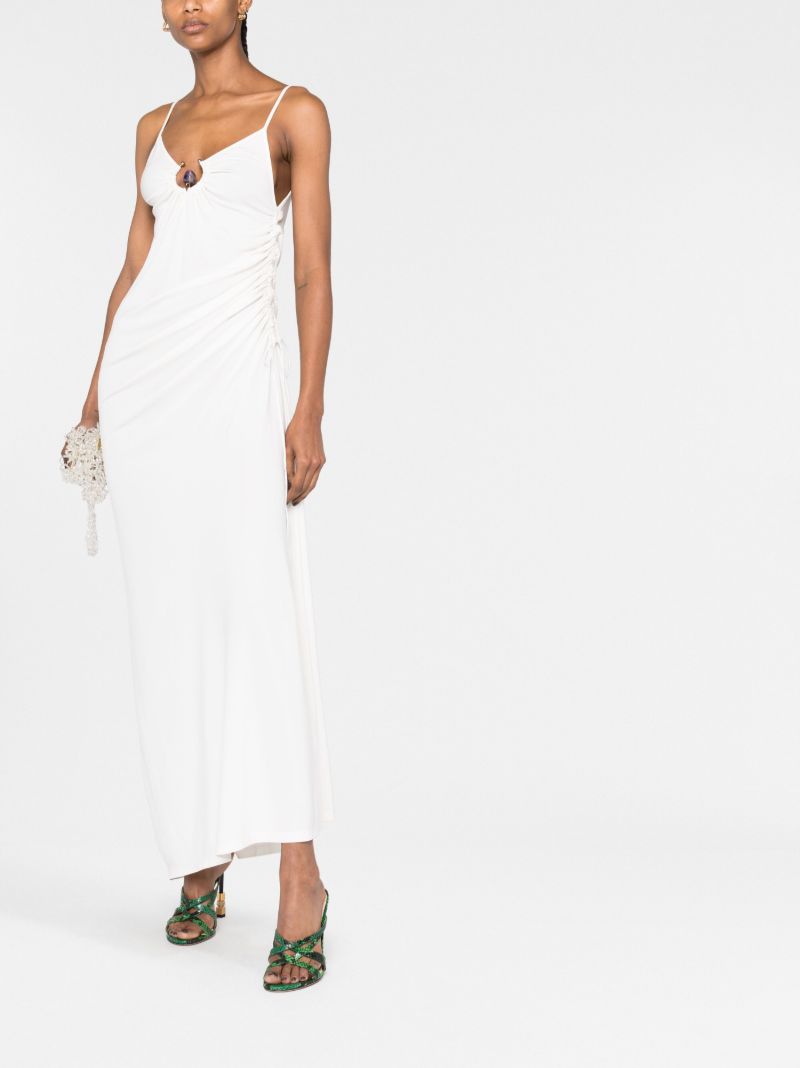 White Duality Orbit Ruched Midi Dress