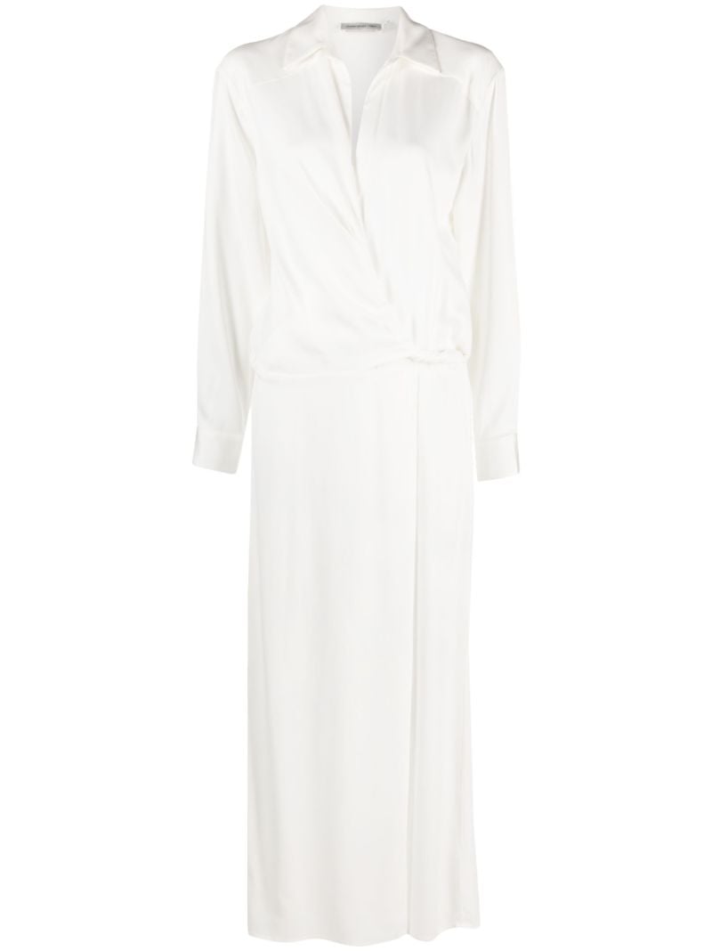 White Wrapped Maxi Shirt Dress