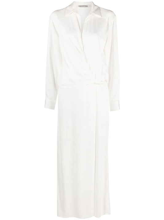 White Wrapped Maxi Shirt Dress