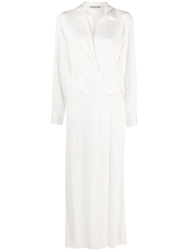 White Wrapped Maxi Shirt Dress