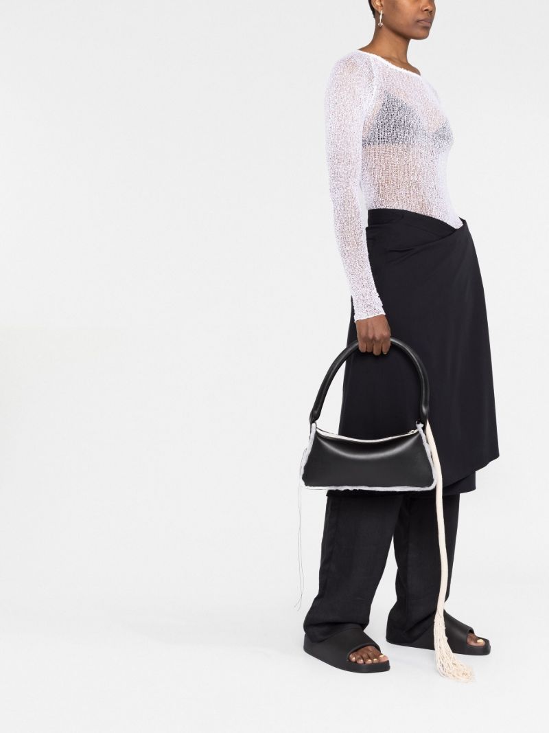 Black Savvas Leather Shoulder Bag