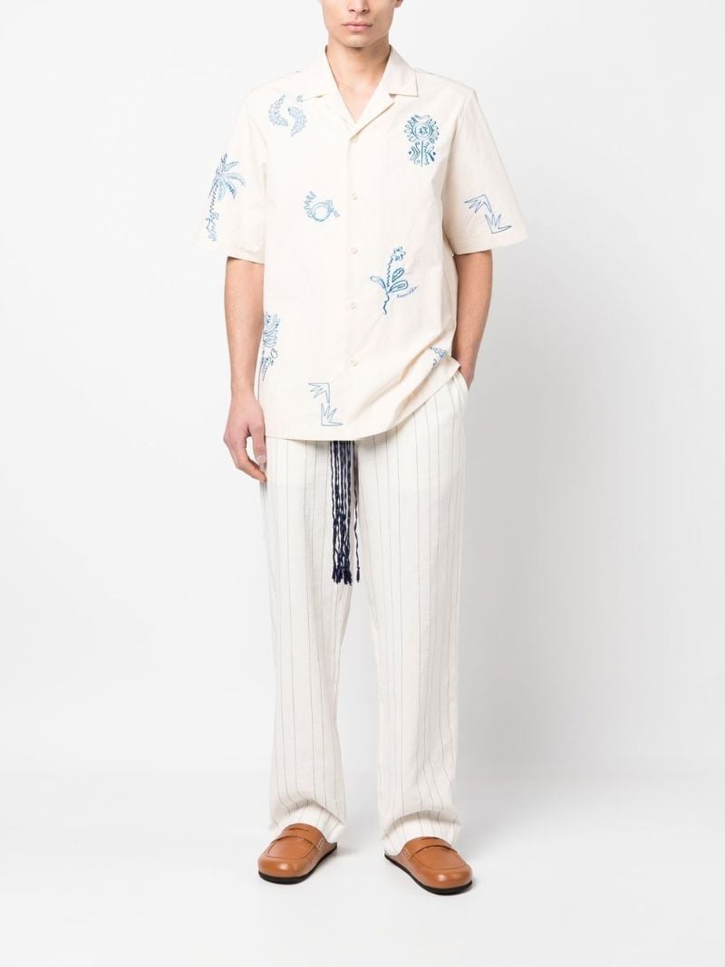 Neutral Pinstripe Drawstring Trousers