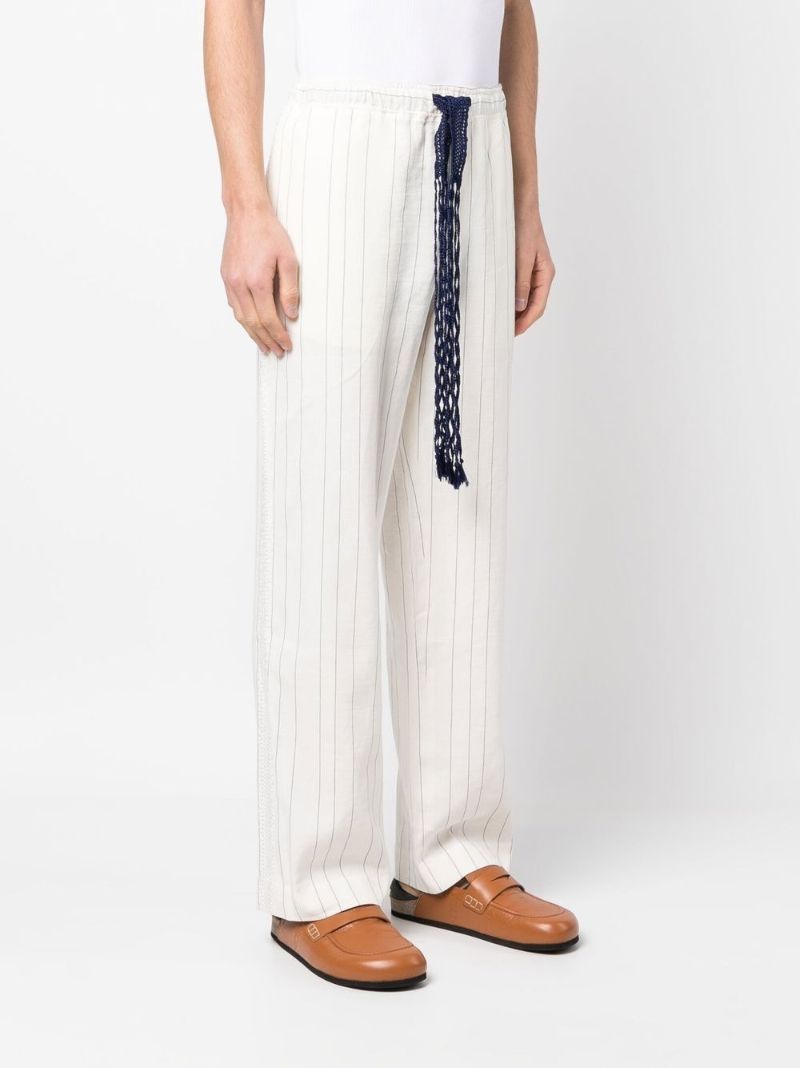 Neutral Pinstripe Drawstring Trousers