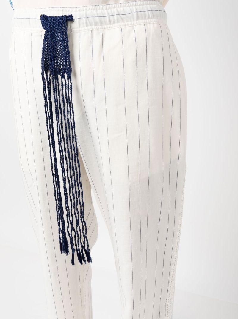 Neutral Pinstripe Drawstring Trousers