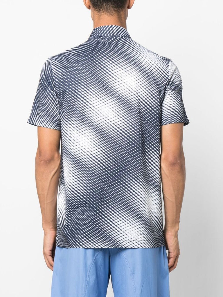 Blue Abstract Print Polo Shirt